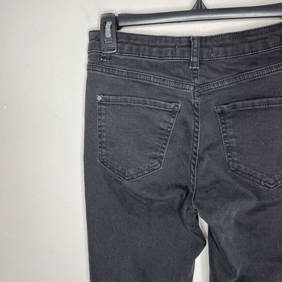 MANGO Denim Jeans Women 2 Black Corset-Tie Raw Hem Detail Slim MNG - Picture 8 of 14